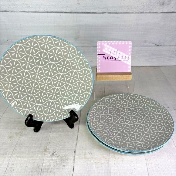 Better Homes And Gardens PIERS GRAY Teal | Mercari Better Homes & Gardens PIERS GRAY Teal Geometric Flower Lunch Salad Plate Set 3